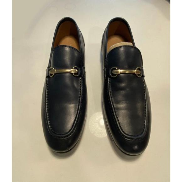 Saks Fifth Avenue Navy Leather Loafers 12 - Picture 6 of 6